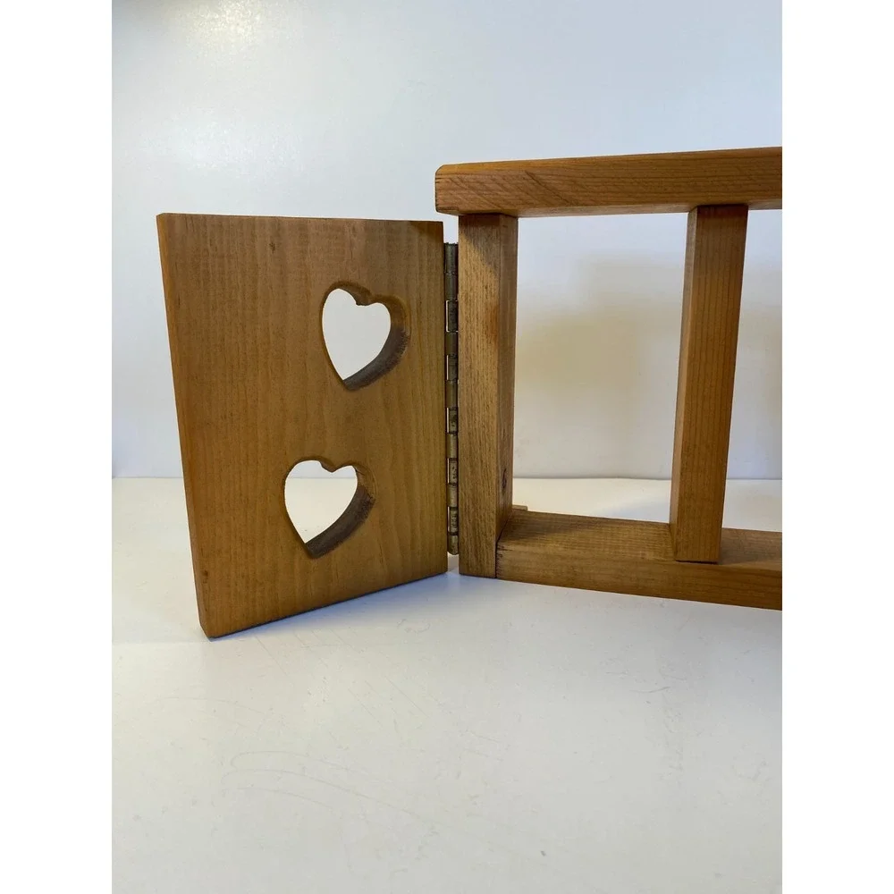 Vintage Wood Wall shelf with Heart Cutouts Country Farmhouse Decor